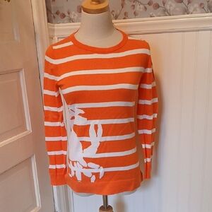 crown & ivy Orange and White Striped Sweater
